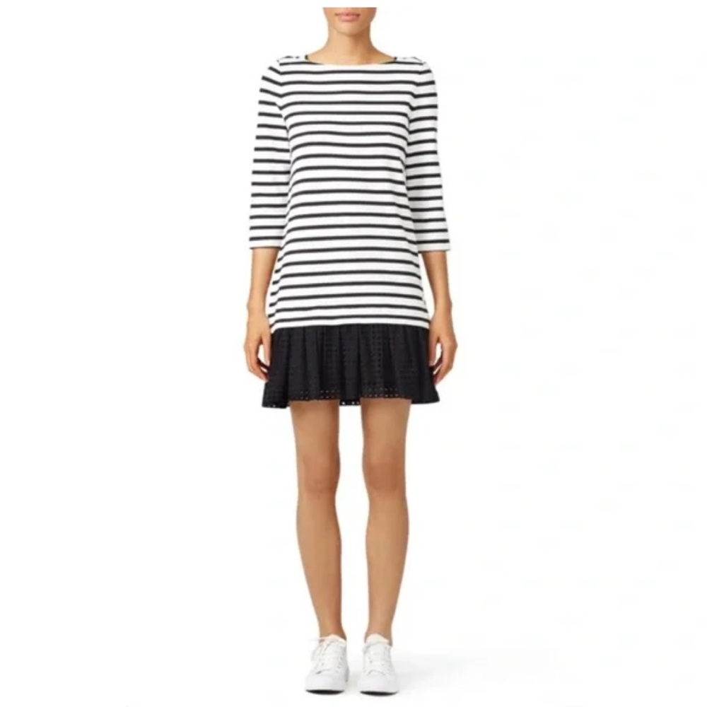KATE SPADE Broome Street Dot Eyelet Stripe Dress Size Medium Striped Layered
